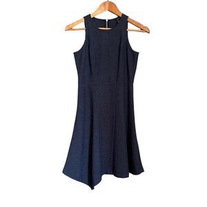 Ann Taylor navy sleeveless asymmetric dress‎